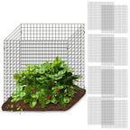 Warmfarm 12 Pics DIY Metal Plant Protectors from Deer, Garden Fencing Animal Barrier Size 11.8 * 11.8 inches, Mesh Plant Cage Chicken Wire Cloche for Plants with Stakes and Nylon Cables (12 Pcs)