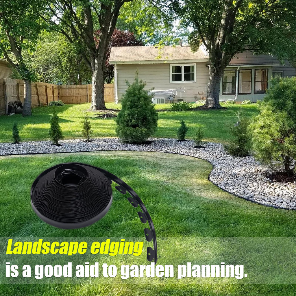 Landscape Edging 2 Inch Tall 100 FT, Garden Edging Border with 5 Pcs Connectors and 60 Pcs Anchoring Spikes for Garden Flower Beds Yard Lawn