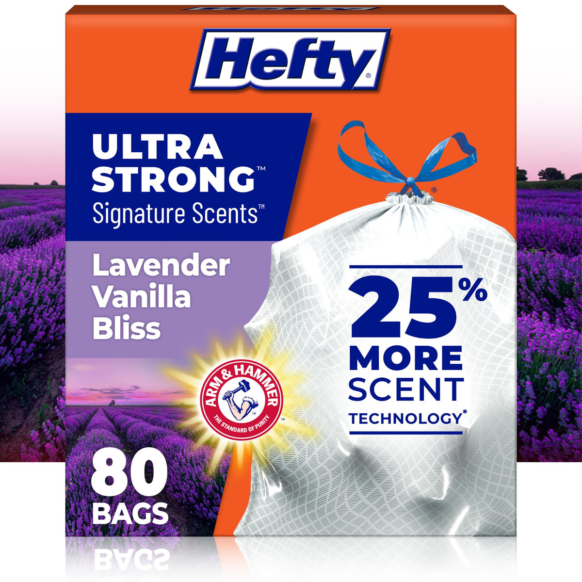 Hefty Ultra Strong Signature Scents 13G Trash Bags, Lavender Vanilla, 80ct