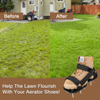 rosgel Lawn Aerator Shoes Pre-Assembled - 26 Heavy Duty Steel Spikes (2.4"), Stainless Steel Base Plate, Adjustable Metal Buckle Straps - Walk Behind Grass Aerator Sandals for Yard Lawn Care
