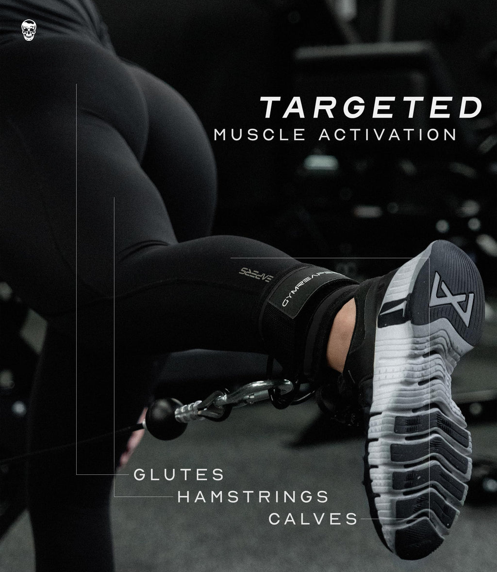 Gymreapers Ankle Strap (Single) For Cable Machine Kickbacks, Glute Workouts, Lower Body Exercises - Adjustable Leg Strap with Neoprene Padding (Black, Single)