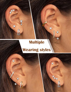 ADRAMATA Hypoallergenic Silver Earrings Stack for Women - 7Pairs Surgical Steel Small Huggie Hoop Stud Earrings Set Cartilage Jewelry Trendy Christmas Gifts Stylish