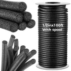 MotiMind 1/2 Inch x 100 ft Foam Backer Rod for Gaps Joints Concrete Crack Filler Caulk Saver Bulk Foam Backing Rod Concrete Filler Rope for Weather Stripping Door Seal (Black)