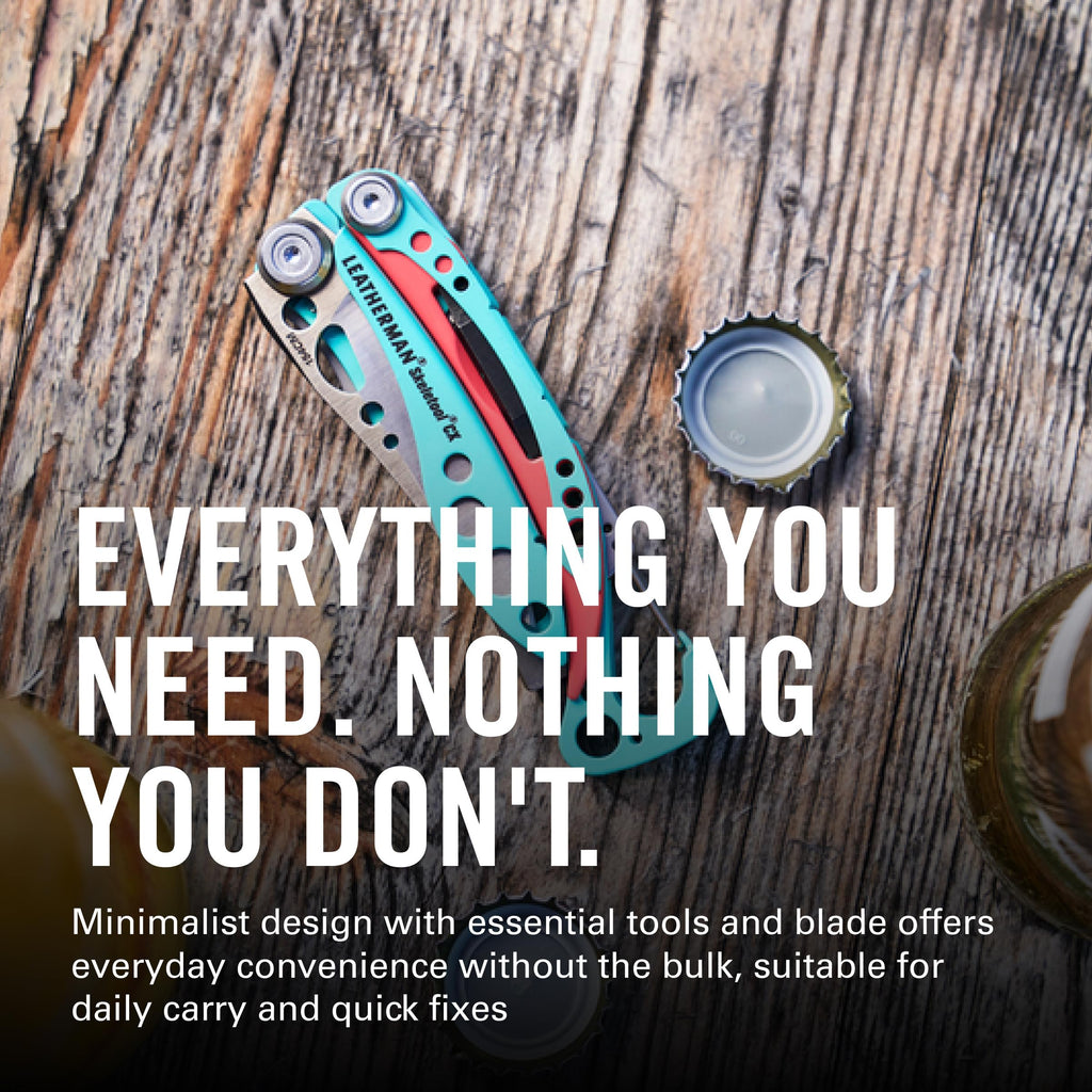 LEATHERMAN, Skeletool CX, 7-in-1 Lightweight, Minimalist Multi-Tool for Everyday Carry (EDC), Home, Garden & Outdoors, Paradise Blue