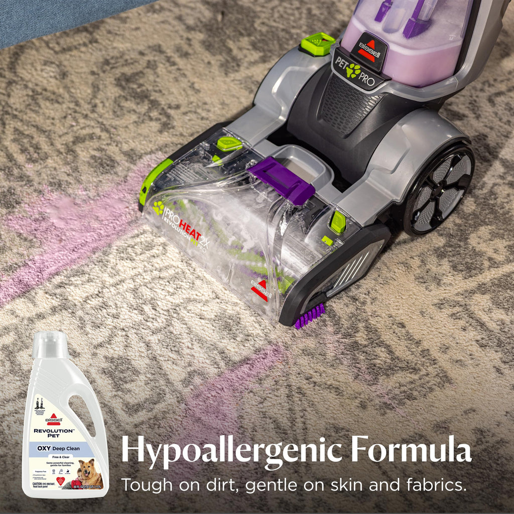 Bissell Free & Clear OXY Carpet Deep Clean Solution, for use in leading upright carpet cleaners, 60oz, Same powerful clean, gentle for families, Hypoallergenic formulation without dyes or fragrance