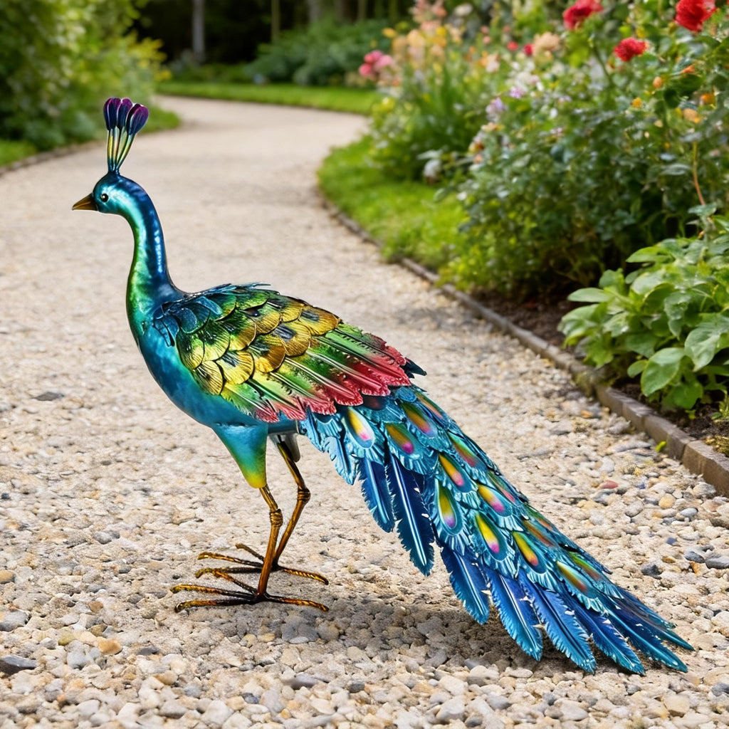 chisheen Metal Peacock Statue Garden Decor Yard Art Outdoor Gift for Women