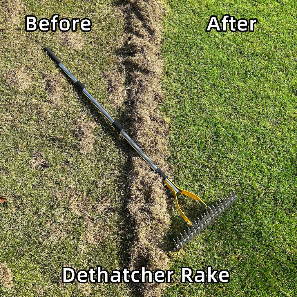 KLDOLLAR Thatch Rake, Dethatcher Rake for Grass to Cleaning Dead Grass