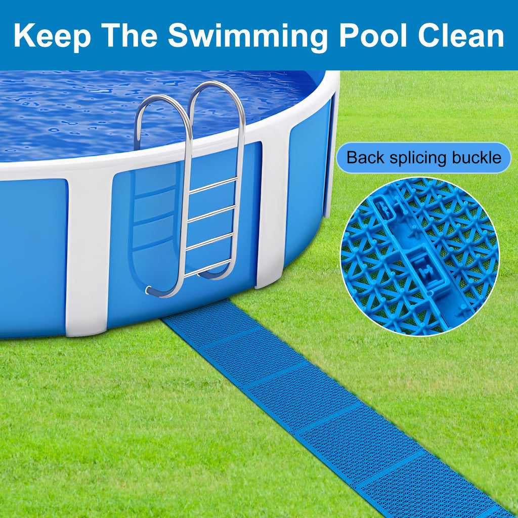 16 Pcs Ground Pool Drainage Walkway, 10.3" x 10.3" Floor Protector Mat