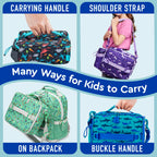 Bentgo Kids Lunch Bag - Durable, Double-Insulated Lunch Bag for Kids 3+; Holds Lunch Box, Water Bottle, & Snacks; Easy-Clean Water-Resistant Fabric & Multiple Zippered Pockets (Shark)