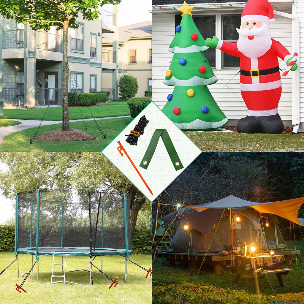 Tree Stake Kit – Heavy Duty Tree Stakes and Supports for Leaning Trees – Metal Stake for Straightening Kit with 3 Set Tree Stakes, for Staking and 13.12 Feet Tree Rope