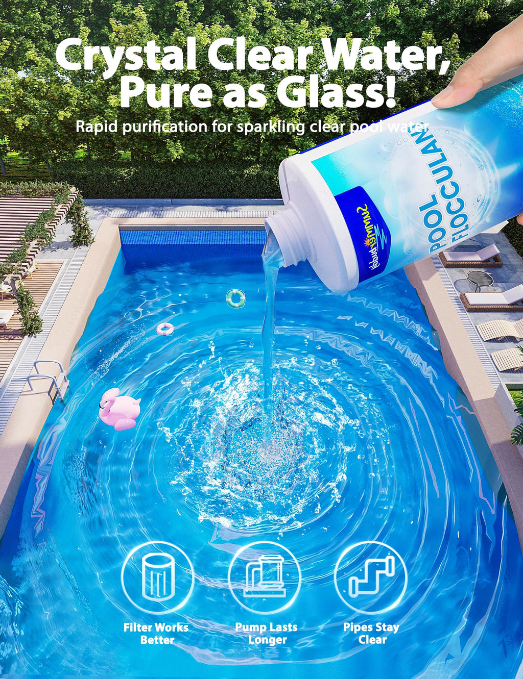 SUMMERBUDDY Swimming Pool Flocculant, Easy to Use，Works with Any Pool Type