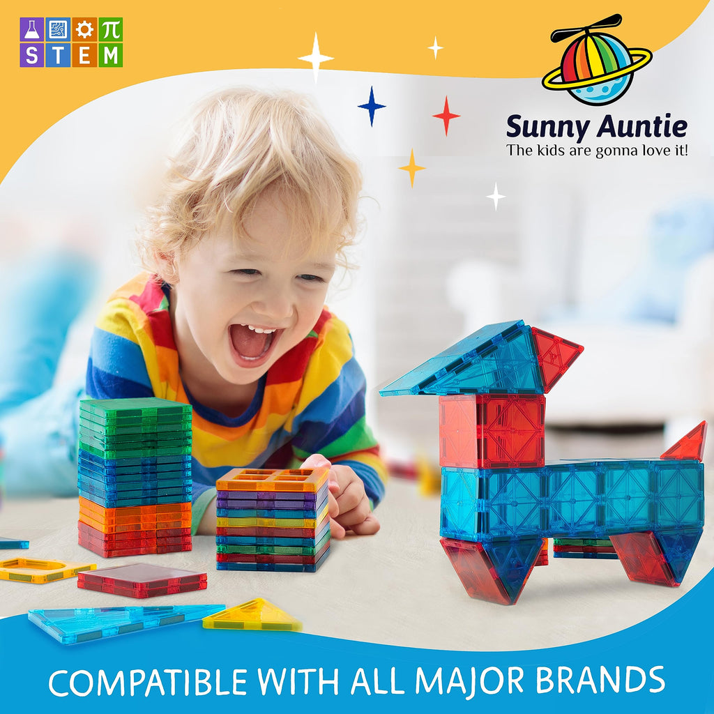 Magnetic Tiles 56 PCS, Magnetic Tiles for Kids & Toddlers Ages 3-8, Magnet Toy for 3 4 5 6 7 8 Year Old Boys Girls Kids & Toddlers, Magnet Blocks Building Set STEM Toy, Great Gift for Kids aged 3-8