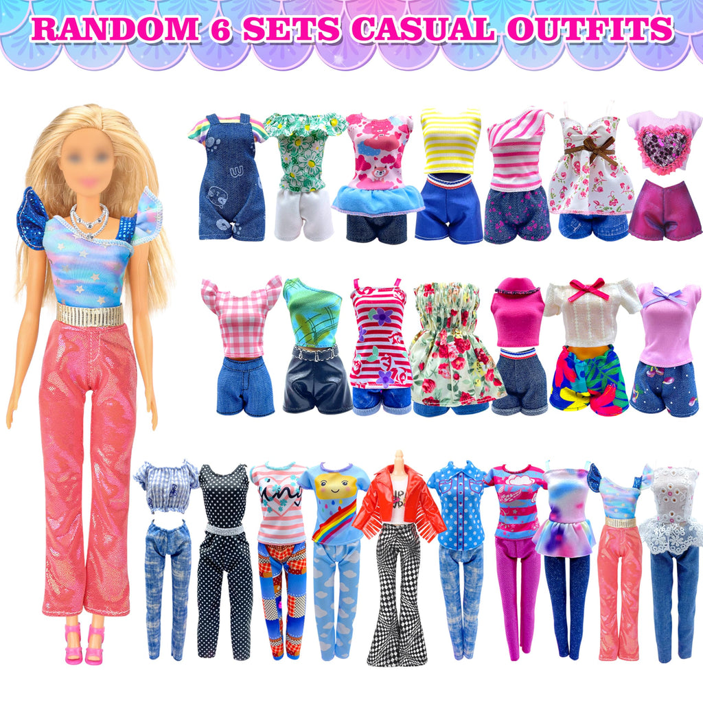 Style Shine 100 Pcs Doll Clothes & Accessories, 4 Wedding Gowns 2 Evening Dresses 6 Fashion Dresses 1 Jumpsuit 5 Tops 5 Pants 2 Swimsuit, 20 Hangers 10 Shoes 46 Accessories Toys for Girl Birthday Gift