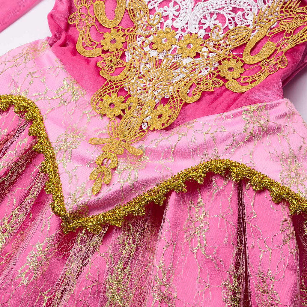 JerrisApparel Girls Pink Princess Costume Halloween Cosplay Party Dress up (Pink with Accessories, 3T)