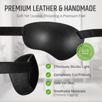Premium Handmade Leather Eye Patch with Soft Foam Padding, Adult Eye Patch for Men and Women for Lazy Eye Therapy, Cosplay, and Pirate Costume (Black, Left)