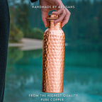 Kosdeg Hammered Copper Water Bottle 1 Liter / 34 Oz Extra Large - an Ayurvedic Pure Copper Vessel - Drink More Water, Lower Your Sugar Intake and Enjoy The Health Benefits Immediately