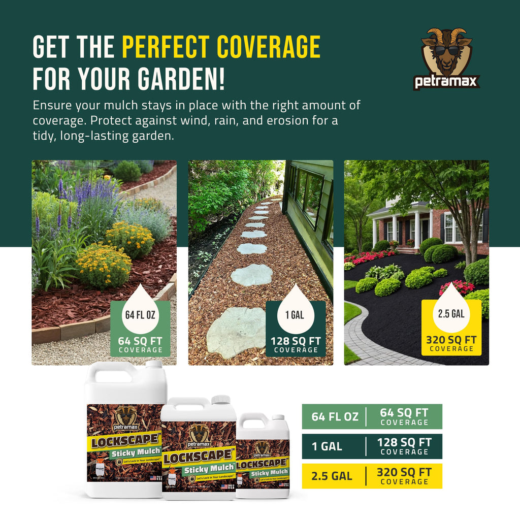 Lockscape Sticky Mulch Glue for Landscaping (2.5G x 2) - Lasts Up to 2 Years, Non-Toxic, Ultra Concentrated Landscape Binder - Strong Mulch and Rock Glue for Landscaping Pea Gravel, Pine Straw & More