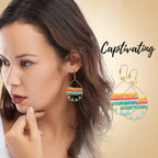 Akitai Boho Teardrop Multicolor Earrings Silver and Gold Plated with Colorful Varieties - Handmade Bohemian Turquoise Jewelry for Women and Beach Earrings For Women Vacation (Gold)