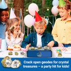 DANCING BEAR 25 Break Your Own Geodes, 90% Hollow, (Large 1.75-2.5") Crack Open & Discover Amazing Surprise Crystals Inside! Educational Info and Instructions Included, Fun Party Favors & Prizes