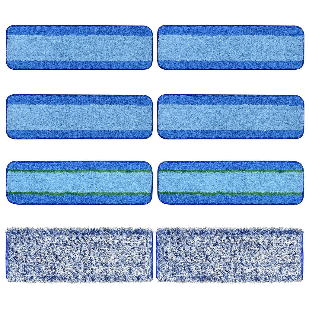 8 Pack Microfiber Cleaning Pad for Bona Mop Hardwood & Hard Surface Floors Dry and Wet Floor Cleaning - Includes 4 Microfiber Cleaning Pad, 2 Deep Clean Pads and 2 Dusting Pad - Dual Zone Cleaning