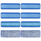 8 Pack Microfiber Cleaning Pad for Bona Mop Hardwood & Hard Surface Floors Dry and Wet Floor Cleaning - Includes 4 Microfiber Cleaning Pad, 2 Deep Clean Pads and 2 Dusting Pad - Dual Zone Cleaning