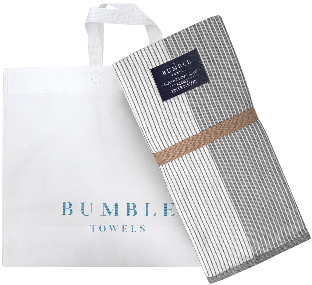 Premium Kitchen Towels 6 Pack 100% Cotton, 20"x28" Dish Towels - Grey