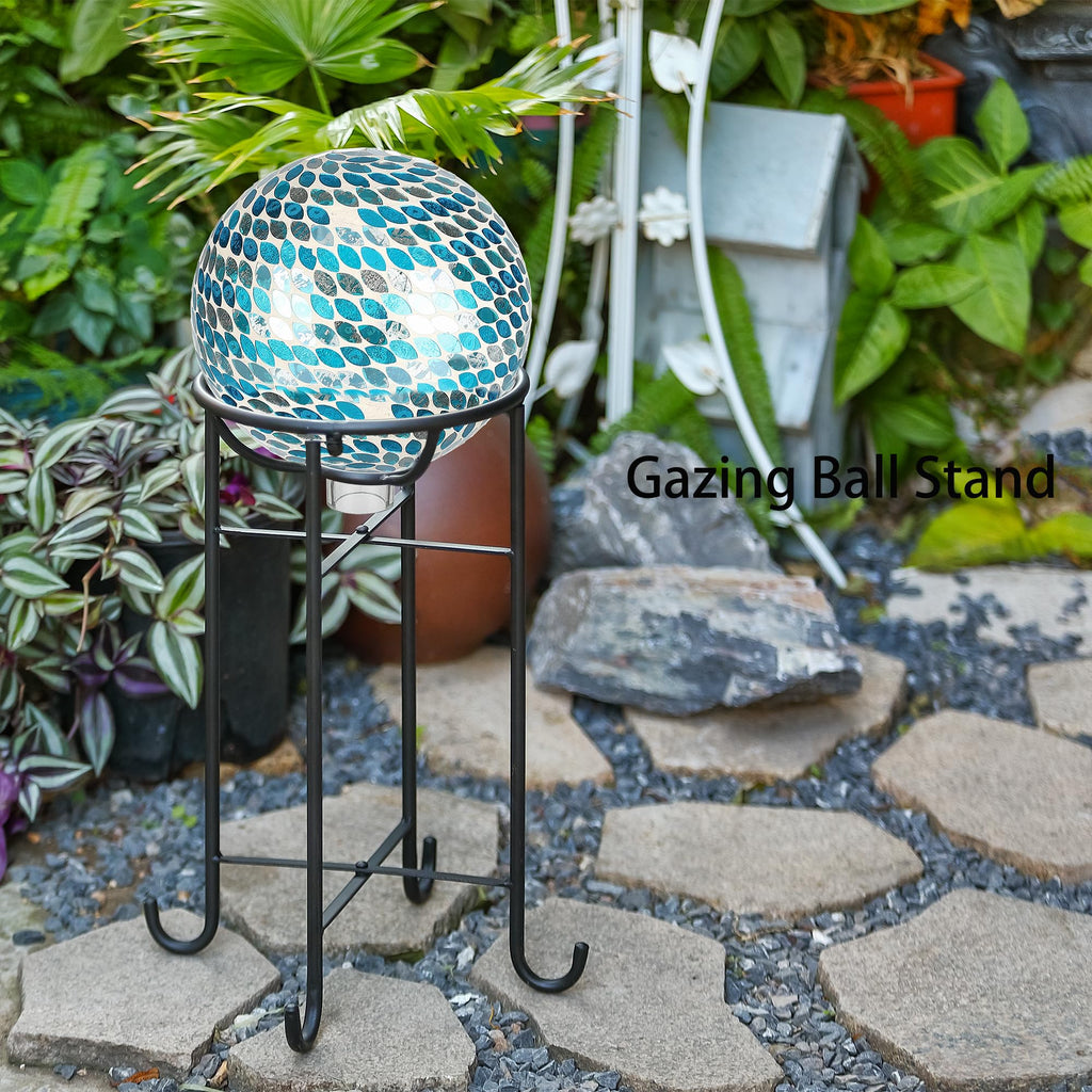 Wenbery Metal Gazing Ball Stand for 10 Inch Ball, Glass Gazing Globes, Black Gazing Globe Display Stand for Garden Decor, Indoor/Outdoor