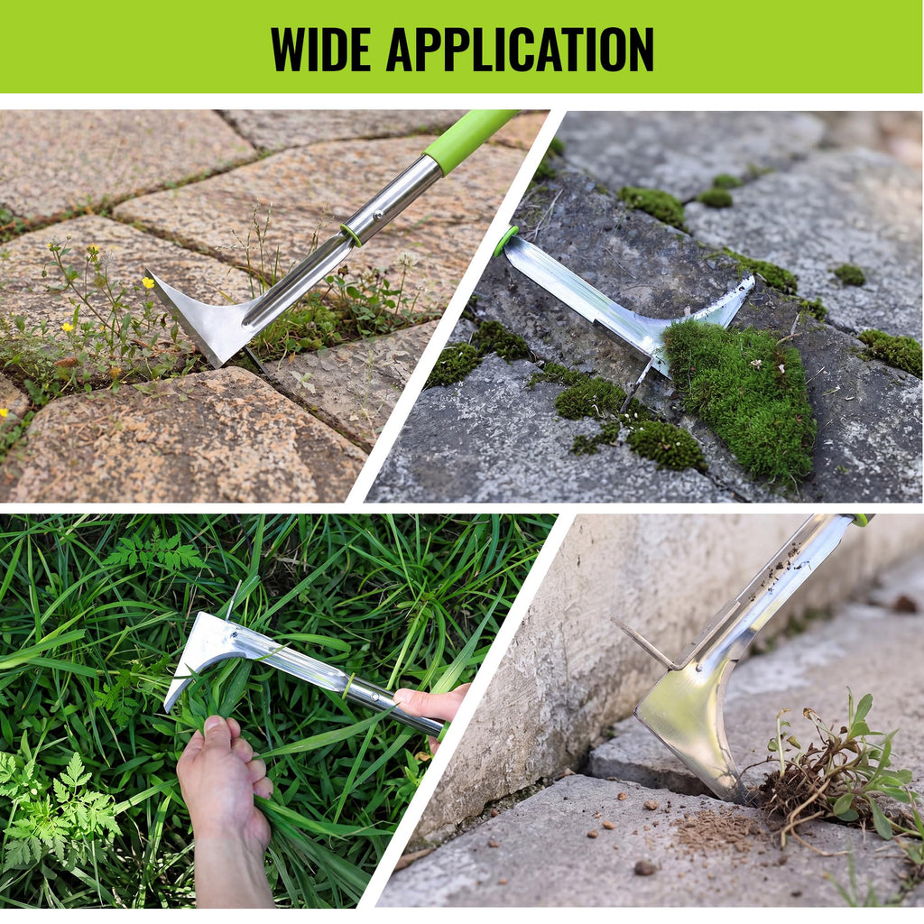 WORKPRO Crack Weeder, Stainless Steel Crevice Weeding Tool with Adjustable Long Handle (27"-54")