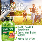 NATURELO Multivitamins for Teenage Girls/Boys, 60 Capsules, Whole Food Multivitamin with Minerals, Non-GMO, Vegetarian