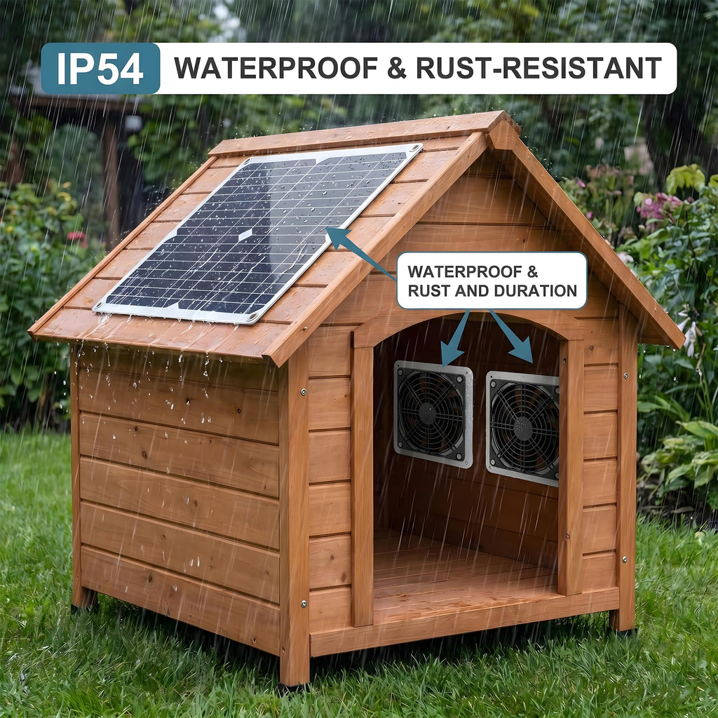 ywmvcm 20W Monocrystalline Solar Powered Fan Kit, IP54 Waterproof Dual Exhaust Fan with Control Switch & USB Ports for Chicken Coop, Greenhouse, Shed, RV, Outdoor Ventilation