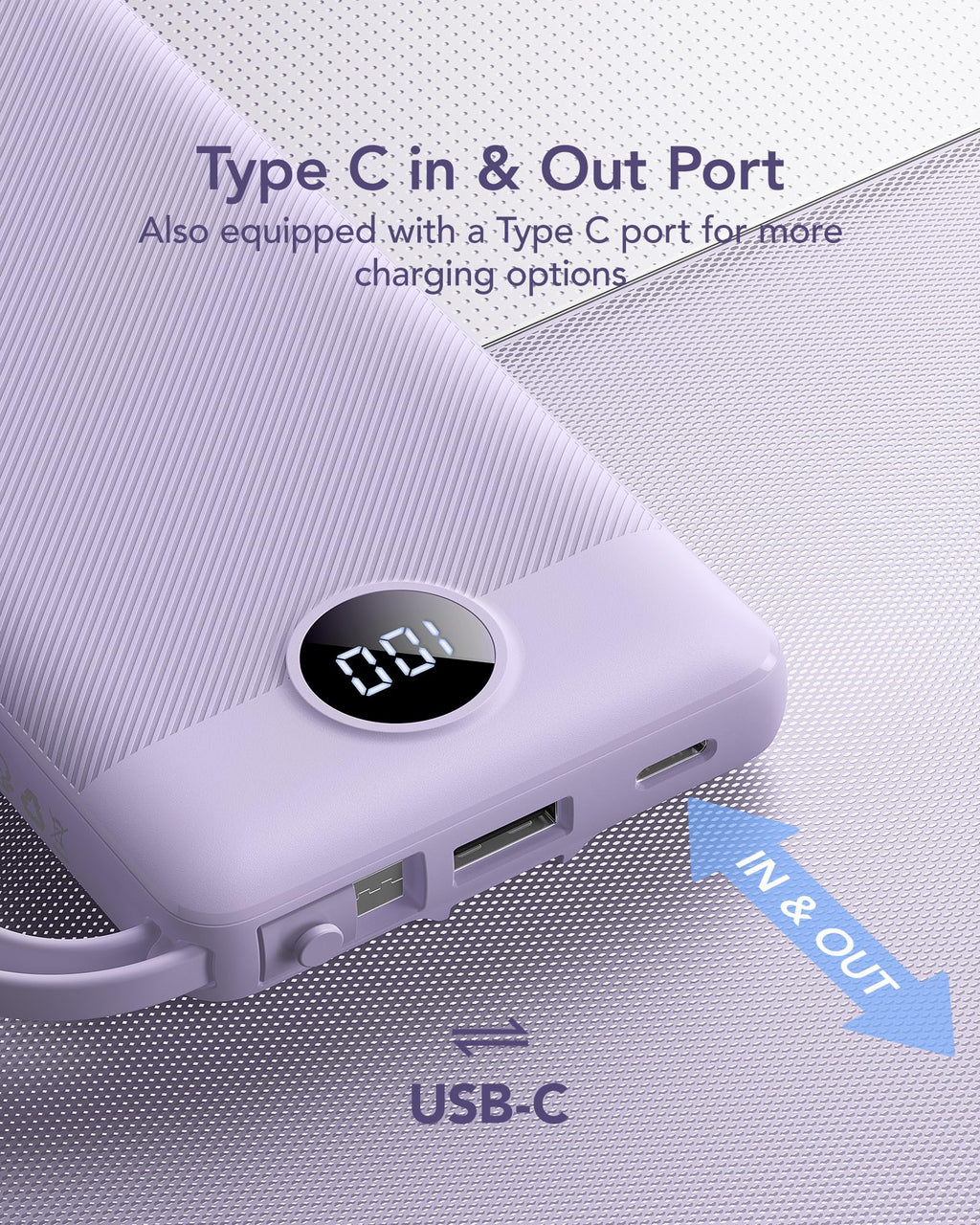 VRURC Portable Charger,4 Built -in Cables Power Bank 10000mAh,Flight-Safe