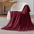 Bedsure GentleSoft Sherpa Fleece Throw Blanket for Couch, Non-Heated, Thick and Warm Throw for Girls and Women, Soft Fuzzy Plush Blanket for Winter, Red, 50x60 Inches