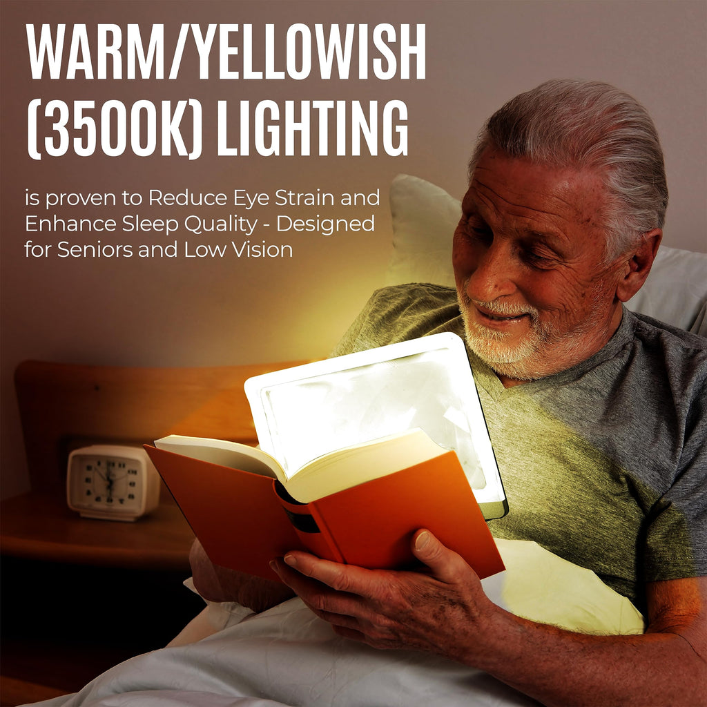 MAGNIPROS Patented 3X Large LED Page Magnifier for Reading | Eye Caring 3 Color Light Modes & Anti-Glare Lens to Reduce Eye Strain-Perfect for Small Prints, Aging Eyes, Low Vision and Seniors