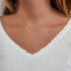 Annika Bella Gold Cross Necklace, 16-18 Inches Gold Chain, Womens Small Simple Cross Pendant Necklaces, Faith Gift for Her, Christian Jewelry (Gold)