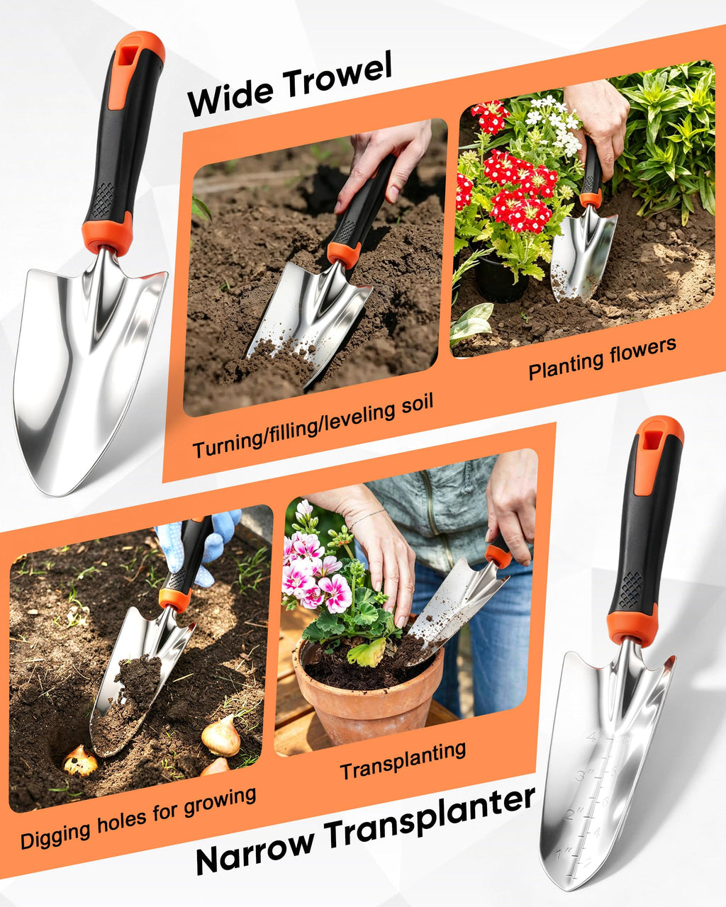 HaSteeL 9-Piece Stainless Steel Garden Hand Tools Set for Planting