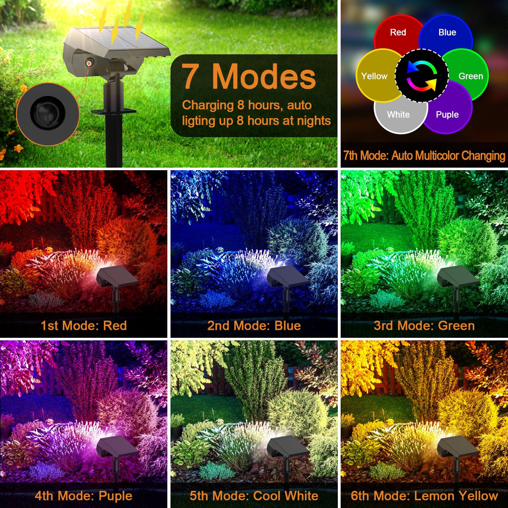 WELALO Color Changing Solar Lights Outdoor, IP68 Waterproof, RGB, 6 Pack