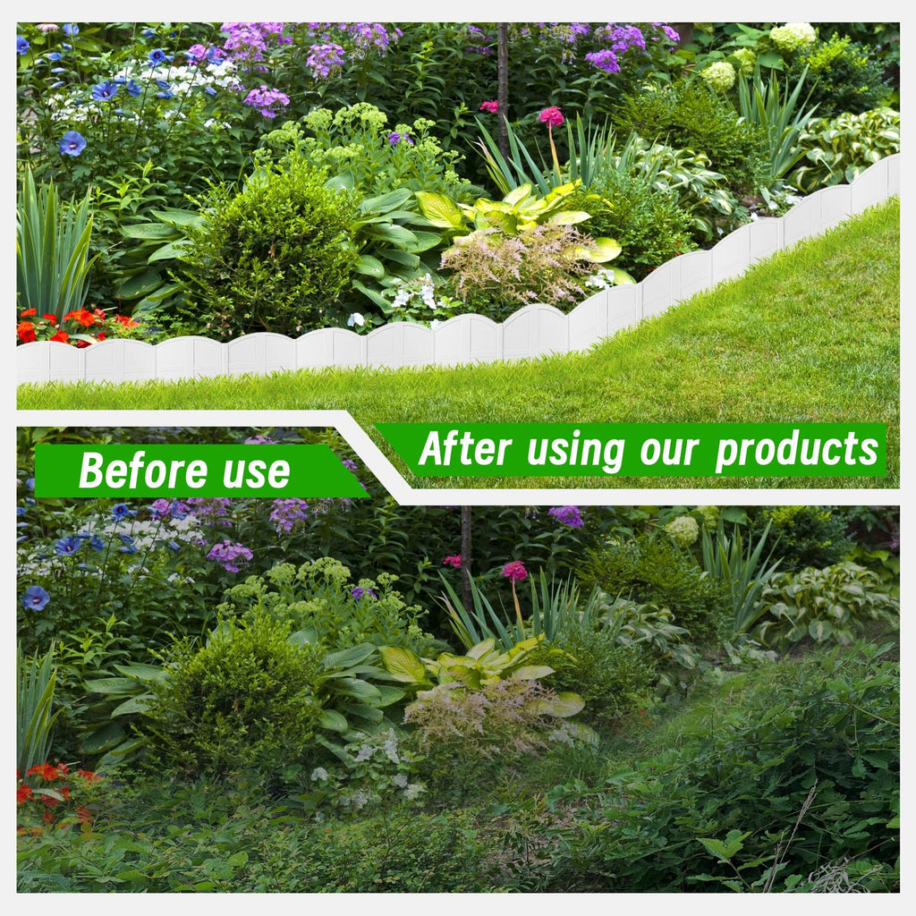 30Pcs 30Ft White Landscape Edging Border Decorative Garden with Stakes Kits