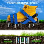 Bakulala Lawn Aerator Shoes Pre-Assembled, Heavy Duty Lawn Spike Shoes with Adjustable Straps, Soil Aerating Tool for Yard Patio Garden with Cleaning Shovel Blue