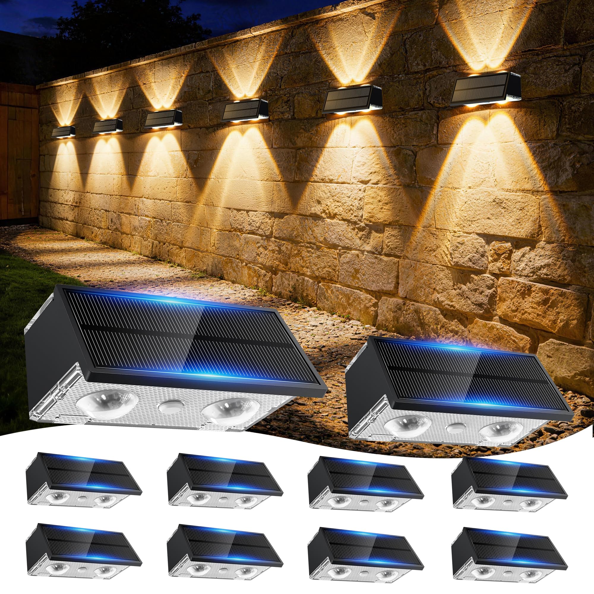 Toeuie Solar Fence Lights Outdoor, 10 Pack Fence Solar Lights Waterproof