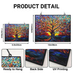 HYPESTYLE Rectangle Tree of Life Stained Glass Window Hanging Window Suncatcher Glass Panel with Metal Chain Sun Catchers Wall Art Home Decor Gift for Women Mother's Day