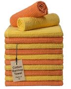 Textila Bar Mop Towels - 16x19 Inches - Pack of 12 - Lemon Yellow - Orange - Cotton Dish Cloths & Cleaning Towels for Kitchen, Bar, Restaurant, Household Use – Absorbent, Durable, Reusable