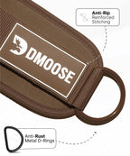 DMoose Fitness Ankle Straps for Cable Machines - One Size Fit Premium Padding, Glute Kickback Ankle Strap for Women & Men, Cable Attachments for Gym, Booty Workouts & Hip Abductors (Cocoa - Pair)