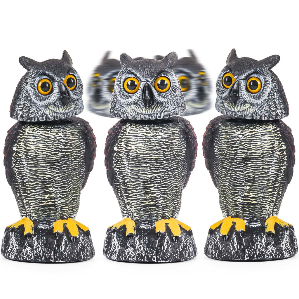 Crobirware 3 Pack Fake Owl Decoys to Scare Birds Away