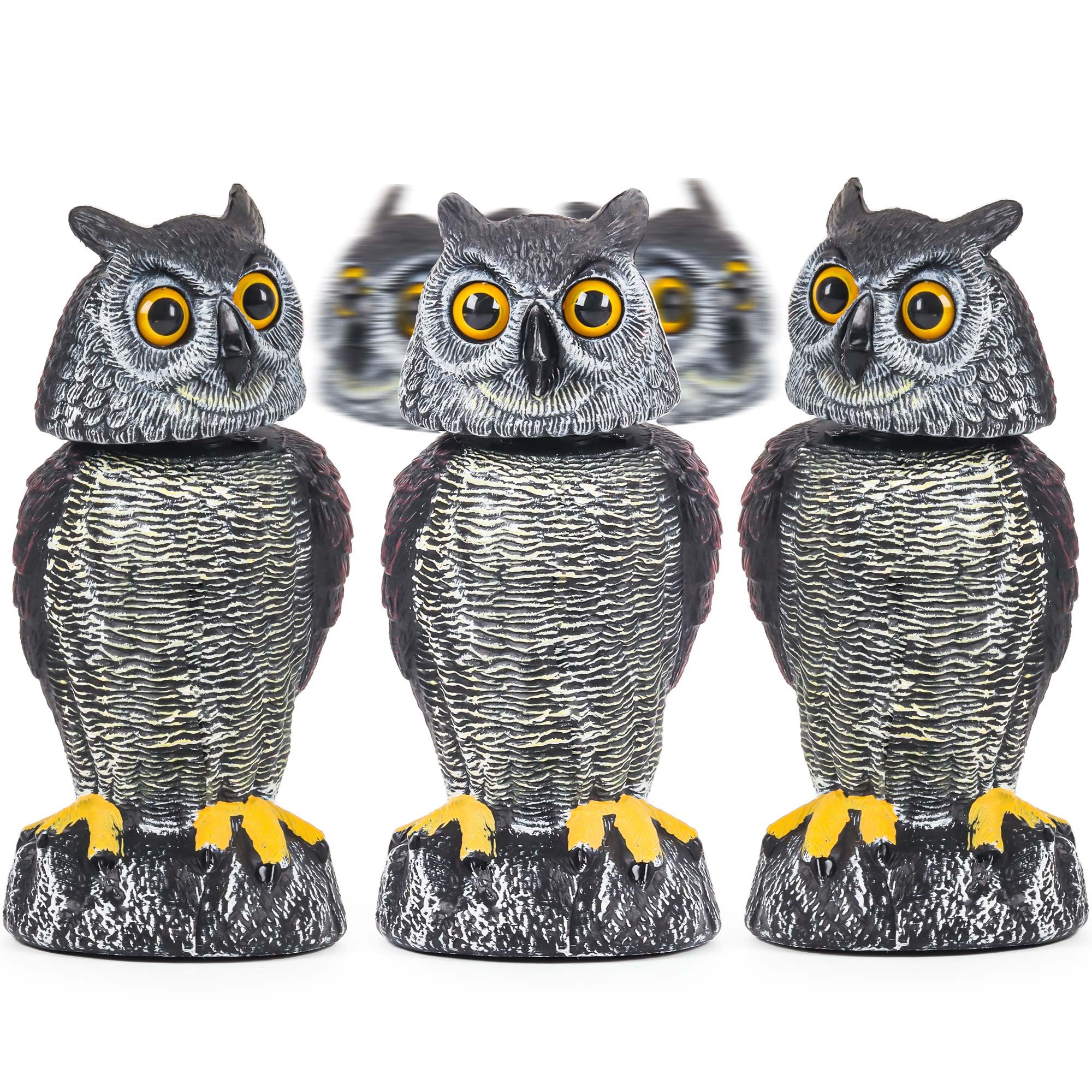 Crobirware 3 Pack Fake Owl Decoys to Scare Birds Away