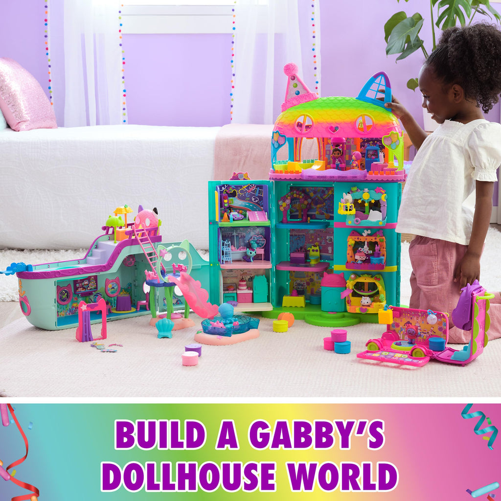 Gabby's Dollhouse, Party Room Playset with Exclusive Toy Figures, Dollhouse Furniture, Accessories & Fidget Play, Kids Toys for Girls and Boys Ages 3+