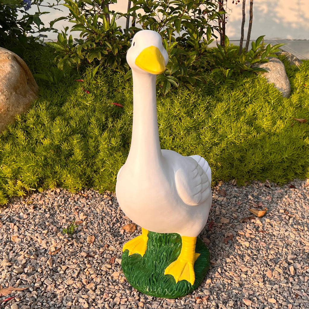 20″ Porch Goose Statue Garden Decor, Durable Resin Sculpture Hand-Painted