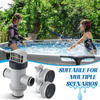 Saillong Dual Split Hose Plunger Valve Pool Part & 2 Hose Conversion Adapter B Kit Compatible with Intex Pool, Shut Off Valve with 1.25" to 1.5" Hose Adapter for Above Ground Pool and Pool Pump
