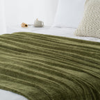 LONG CREATE Chenille Throw Blanket for Couch 50" x 60", Olive Green
