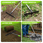WORKPRO 65 Inch Bow Rake, 17-Tine Metal Head Rake with Adjustable Handle