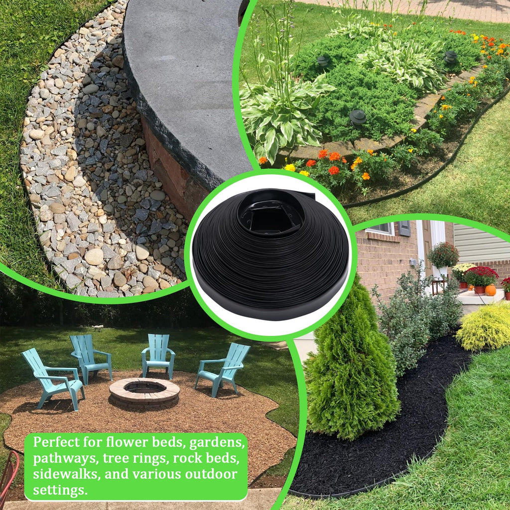 Landscape Edging 2.5 Inch Tall 100 FT, Black Edging for Landscaping with 5Pcs connectors and 120 Pcs Anchoring Spikes for Garden Flower Beds Yard Lawn